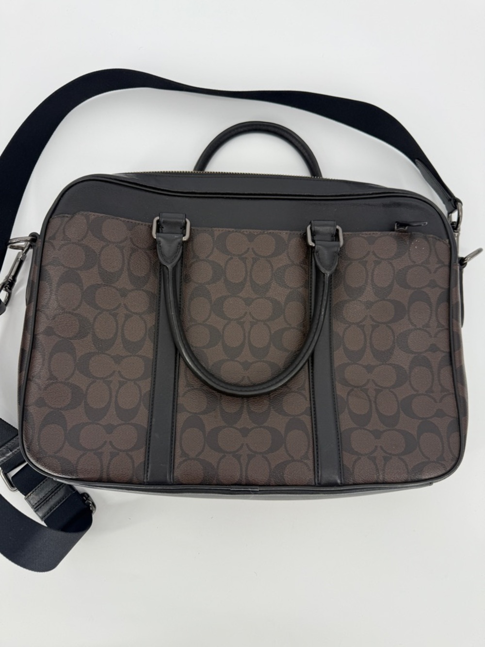 Coach Perry Slim Briefcase Signature Brown - Picture 3 of 7